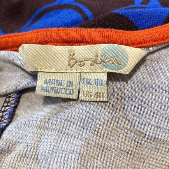 Boden Erica Navy Blue Jersey Dress with Belt Knee Length Geometric Size 4 - Picture 9 of 15